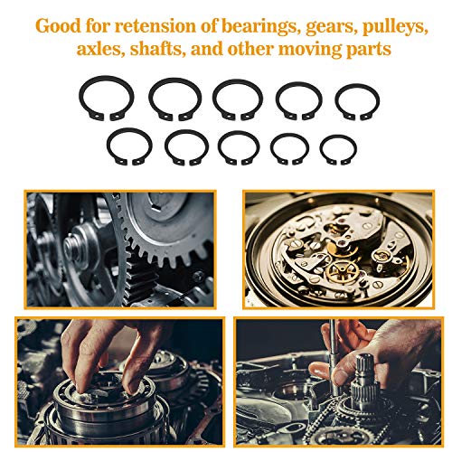 VIGRUE 315Pcs Snap Ring Shop Assortment Alloy Steel External Circlip Snap Retaining Clip Rings Set, 15 Sizes - size: 315PCS