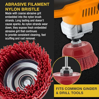 Dura-Gold 4" Abrasive Filament Nylon Bristle Cup Brush - 5/8" 11 Thread, - size: 4-inch