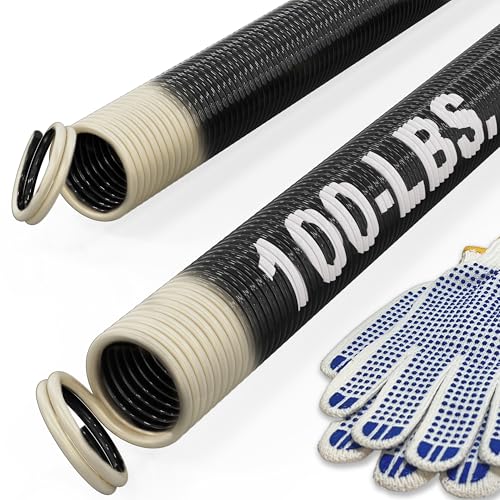 100-lbs. Garage Door Extension Spring Replacement Kit, 25'' Long, Double Loop Ends, 1 Pair, Electrophoresis Black Coated - size: 100LB - Tan