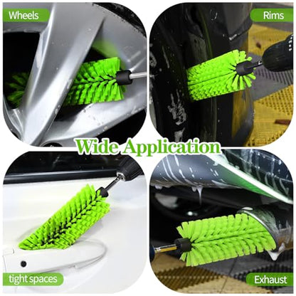 1 Pack Drill Brush for Car Wheel and Bottle(Green) - color: 1 Pack Green