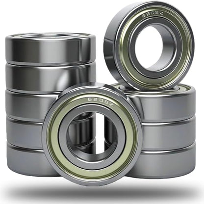 10 PCS 6205-ZZ Double Metal Seal Deep Groove Ball Bearings, Pre-Lubricated and Stable Performance and Cost Effective Bearings (6205 ZZ)