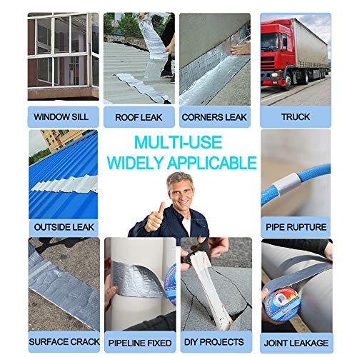 Professional Super Waterproof Tape, Aluminum Butyl Rubber Tape for Pipe/Metal/RV Awning/Roof Leak/Window Seal/Boat, 4in Wide 16.4ft Long