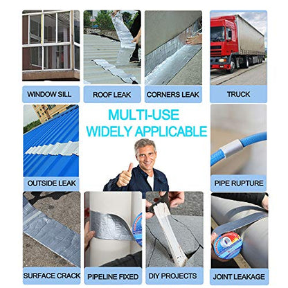 Professional Super Waterproof Tape, Aluminum Butyl Rubber Tape for Pipe/Metal/RV Awning/Roof Leak/Window Seal/Boat, 4in Wide 16.4ft Long