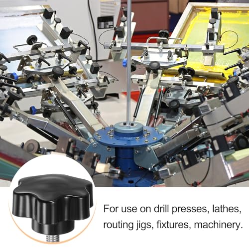 HARFINGTON 2pcs Star Knobs M8 x 20mm 304 Stainless Steel Threaded Stud 46mm Plastic 6-Star Head Hand Tightening Thumb Screw Clamping Jig Knob Handle, Black - size: M8 x 20mm x 46mm