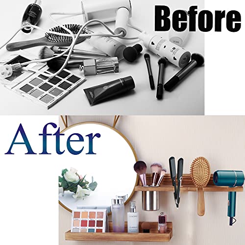 MRPAPA Hair Tool Organizer Wall Mount 2 Layer Wooden Blow Dryer Holder - color: Wooden