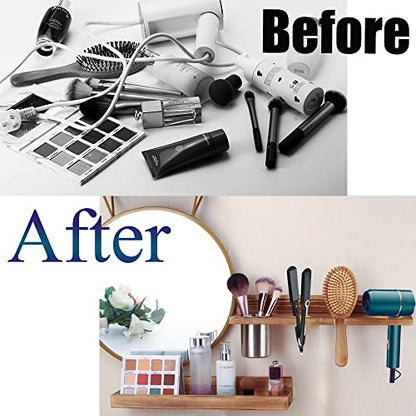 MRPAPA Hair Tool Organizer Wall Mount 2 Layer Wooden Blow Dryer Holder - color: Wooden