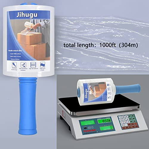 2 Pack Stretch Wrap Film with Winding Handle, 80 Gauge Shrink Wrap roll, 5" x 1000' Stretch Wrap Roll, Plastic Wrap for Moving, Packing Wrap Industrial Strength, Clear Plastic Pallet Shrink.