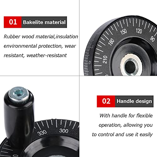 Hand Wheel with Handle, 63mm Milling Handwheel with Scale, Bakelite Hand Wheel Machinery Accessaries for Lathe Milling Machine