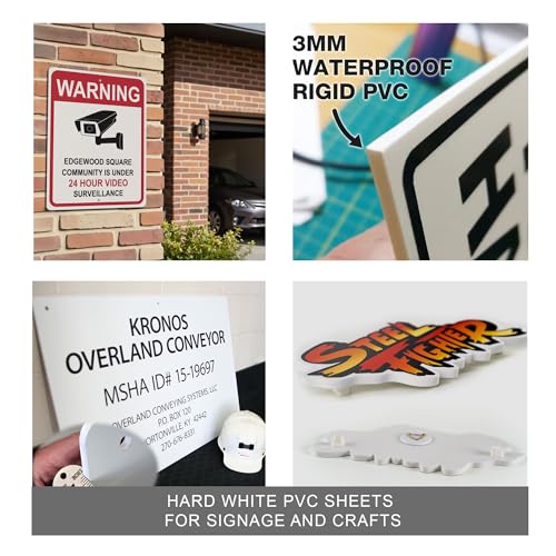 White Plastic Sheet Rigid PVC 1/8" Thick, 8x12, Pack of 3 by Mujoiny Panel Board for Signage Display Industrial DIY Crafts