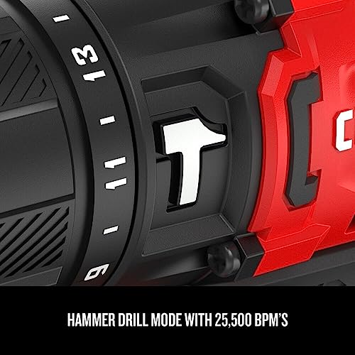 CRAFTSMAN V20 Cordless Hammer Drill Kit, 1/2 inch, 2 Batteries and Charger Included (CMCD711C2) - style: Hammer Drill Kit Only