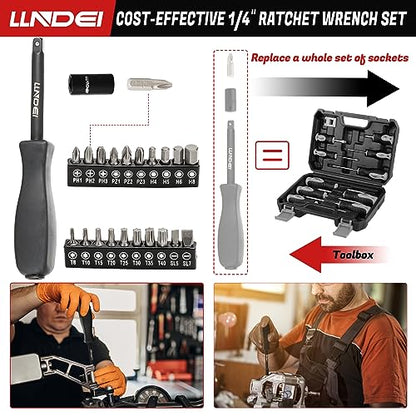 1/4" Impact Socket Set, 83 Pcs Wrench Set SAE(5/32-9/16 in) Metric (4-15mm) - size: 83-Piece 1/4" Drive Impact Socket Set