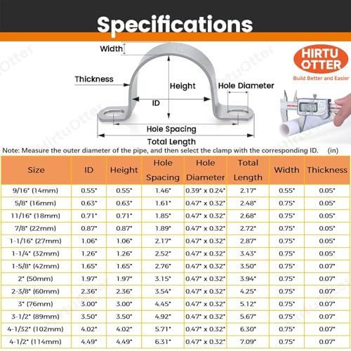 6 PCS 3-1/2 Inch, 304 Stainless Steel Thickened Pipe Clamps, Heavy-Duty Two Hole U-Bracket Conduit Clips for HVAC, Electrical, Plumbing, Secures Rigid Pipe/Tube on Wood/Metal/Concrete (89mm) - size: 3-1/2" (89mm)