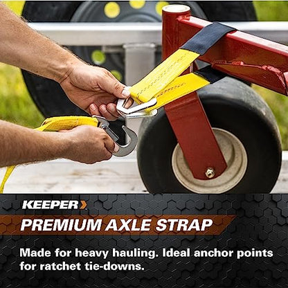 Keeper – 2” x 24” Premium Axle Tie Down Strap with D Rings - 3,333 lbs. Working Load Limit and 10,000 lbs. Break Strength,One Color,(Pack of 6) - size: 24 Inch x 2 Inch (Pack of 6)