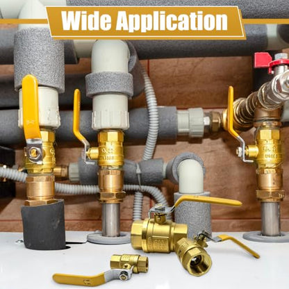 2 Pack 2" Brass Ball Valve, Full Port NPT Female x Female Shut Off Valve, Heavy Duty Brass Control Valve 2inch, 600 WOG for Water, Oil, Gas & Industrial Fluid Transfer - size: 2 Inch