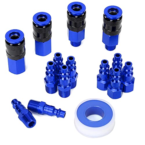 Aluminum Air Fittings, 1/4" NPT, 15 Pieces, Blue - color: Blue, size: 15 Pieces