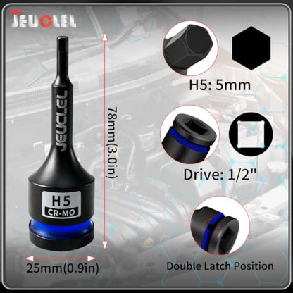 5mm Hex Impact Bit Socket, H5 1/2" Drive Allen Socket, Cr-Mo Steel - size: 1PC | H5 5MM