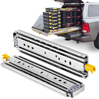 with Lock Heavy Duty Drawer Slides 12 14 16 18 20 22 24 26 28 30 32 34 36 40 44 48 52 56 60 Inch 500 Lbs Side Mount Full Extension Ball Bearing Rails Rail Tool Box Runner-W:76mm, 12 Inch - size: 12 Inch, style: Load:500 lb (With lock) -W:76mm