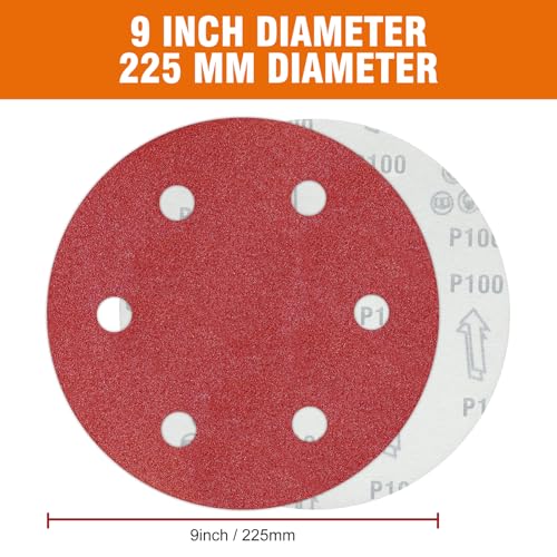 30 PCS 9 Inch Drywall Sanding Discs 100 Grit 6 Hole - color: 6 Hole, size: Grit 100