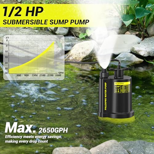 1/2HP Automatic Submersible Sump Pump, 5300 GPH Water Pump - color: Black-yellow