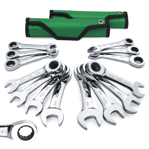 SK Stubby Wrenches Set, Ratchet Wrenches Set, 14-Piece, SAE & Metric - size: Metric & SAE
