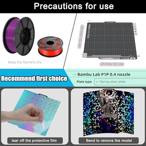 Build Plate 257x257mm - GOMENL Build Plate for Bambu Lab A1 P1P P1S P2S X1 X1C X1E 3D Printer, 3D Printer Spring Steel Removable Platform (Star + Kaleidoscope) - color: Star + Kaleidoscope