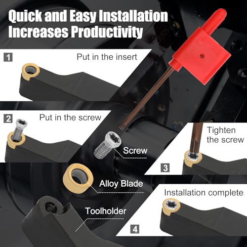 1/2" SRACL1212H06/SRACR1212H06 Indexable Lathe Turning Tool with 20Pcs RCMT0602 Round Carbide Milling Inserts Lathe Turning&Profiling Tool Holder for Steel Stainless Steel, 2Pcs Holders+20Pcs Inserts - style: 20pcs Inserts+SRACL/R 1212H06