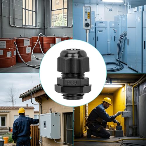 30 Pcs PG9 Cable Gland 4-8mm Waterproof IP68 Nylon Black PA66 Connector - size: PG9(30Pcs)