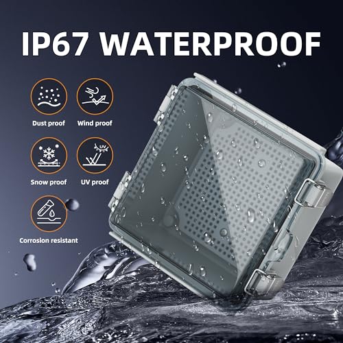 Joinfworld 6x6x4 Outdoor Electrical Box Weatherproof Junction Box - size: 5.9"x5.9"x3.5" Clear