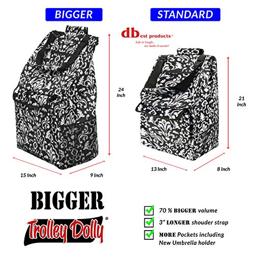 dbest products Bigger Trolley Dolly, Damask Shopping Grocery Foldable Cart - color: Damask