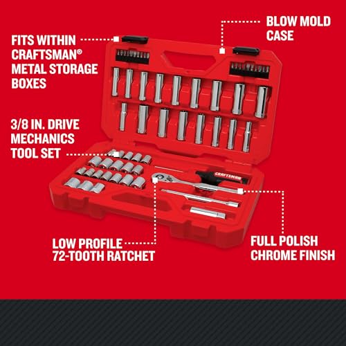 CRAFTSMAN Mechanics Tool Set, 3/8 Inch Drive, 61 Piece (CMMT45161) - size: Pack of 1