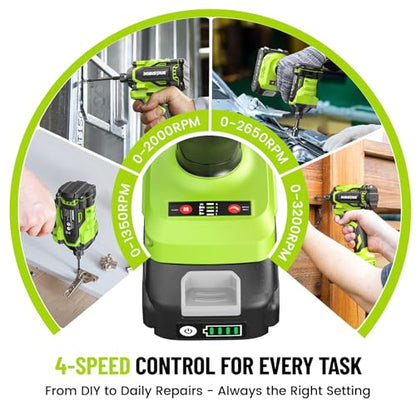 Robustrue Impact Driver: 21V 1/4" Hex Cordless Impact Driver, 230N.m (2,035in-lbs) Brushless Impact Driver Drill Set, 20Psc Screwdriver Bits, 2.0 Ah Battery, Variable Speed for DIY and Automotive