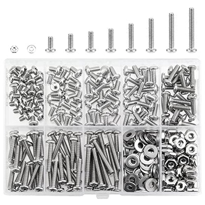 HELIFOUNER 240 Pieces #6-32 Phillips Pan Head Machine Screws Nuts Washers Assortment Kit, Coarse Thread, Fully Machine Threaded, 304 Stainless Steel - size: #6-32, style: Phillips Pan Head