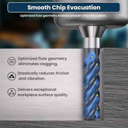 LU&MN Carbide Square End Mill, 4 Flute, 3/16", 5 Piece - size: 3/16 in