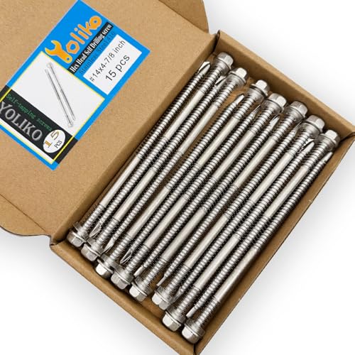 #14 x4-7/8 (1" to 4-7/8" Available) Hex Washer Head Self Drilling Screws, 410 Stainless Steel, Self Tapping Sheet Metal Tek Screws, 15 PCS - size: 15 Pcs #14 x4-7/8"