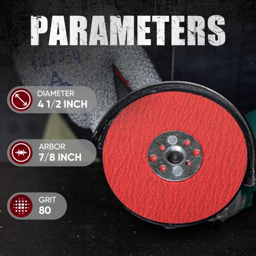 4.5" x7/8" Ceramic Resin Fiber Sanding Discs 80 Grit -25Pcs - style: 80grit-25Pack