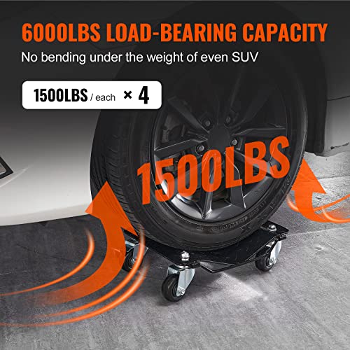 VEVOR Car Wheel Dolly, 6000 lbs/2722 kg Car Moving Cart with Brakes, Set of 4 Piece, Heavy-Duty Vehicle Dolly, Moving Cars, Trucks, Trailers, Motorcycles, and Boats - size: 4 Pack, style: 6000 LBS，4 Pack