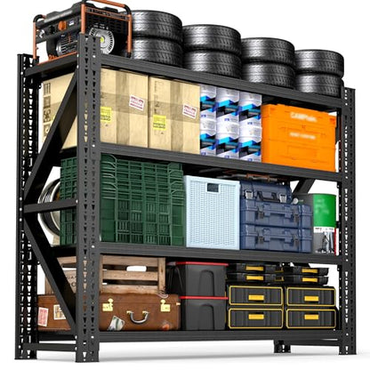 4-Tier Heavy Duty Garage Shelving，Industrial Shelving for Home & Shop,Garage Storage Racks Heavy Duty Steel Shelves,Large Capacity Metal Rack for Garage,Basement,Pantry,Workshop - size: 24"D*60"W*69"H