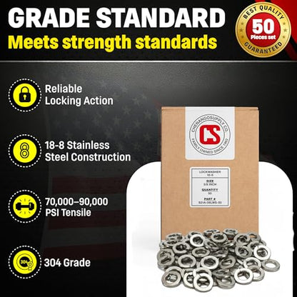 Chenango Supply Stainless 3/8 Lockwashers, 304 Stainless Steel - size: 3/8 LOCKWASHER