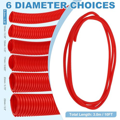 MECCANIXITY Plastic Split Wire Loom Tubing 1/4"(6.5mm) ID 10FT(3.0m), Red - color: Red, size: 1/4"(6.5mm) ID x 10FT(3.0m)
