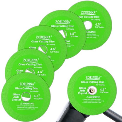 ZORUNNA 5Pcs 4.5" Glass Cutting Disc, Diamond Blade for Angle Grinder - size: 4.5"