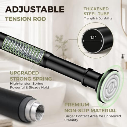 Outdoor Tension Rods No Drilling Shower Curtain Rod 30-132 Inch - color: Black, size: 30-132 inches