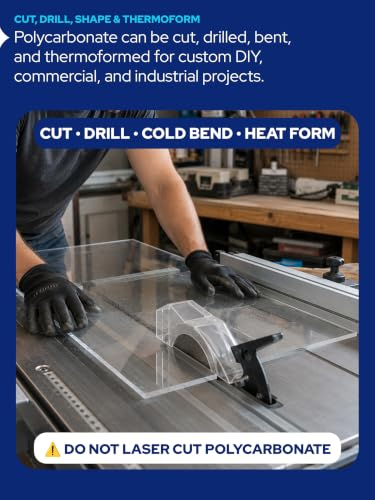 KASTLITE Clear Polycarbonate Sheet - 1/8" Thick - 6" x 6" Cut to Size - size: 6" x 6", style: 1/8"