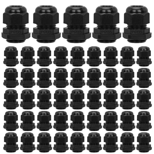 50 Pcs PG13.5 Cable Gland 6-12mm Waterproof IP68 Nylon Black PA66 Connector - size: PG13.5(50Pcs)