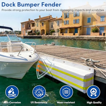 Dock Bumpers 36 Inch/48 Inch/58 Inch/72 Inch, Boat Dock Bumpers with Upgrade Reflective Strip and Stainless Steel Screws, Dock Fenders Bumper Guards Marine Grade (Black/White/Gray) -1 Pack 2 Pack - color: White, style: 48in-2pack