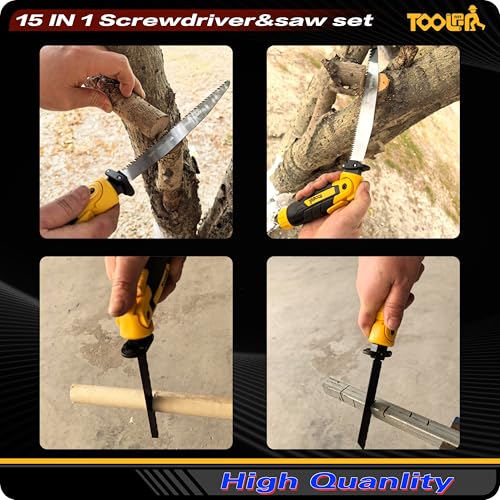 15-In-1 Manual Multi-Blades Hand Saw with Screwdriver - color: 15-in-1