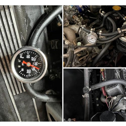 Universal 0-15psi Fuel Pressure Gauge 1/8" NPT Oil Press Gauge with 3/8" Barb Inline Fuel Pressure Gauge Fitting Adapter - size: 0-15Psi