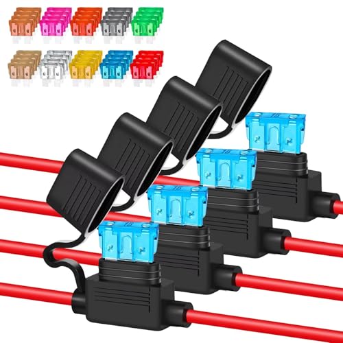 Anyongora 4 Pack 12AWG Waterproof Inline Fuse Holder with 40 ATC/ATO Fuses