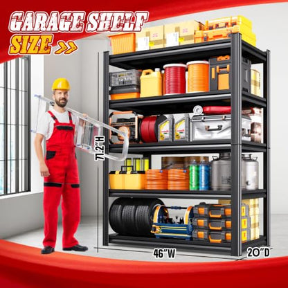 5-Tier Heavy Duty Metal Garage Shelving 3 Pack 71.2" Hx46 Wx20 D - size: 45.7"Wx20"Dx71"H