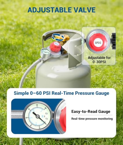 DPB 6FT Adjustable High Pressure Braided Propane Regulator with Hose - size: 6FT