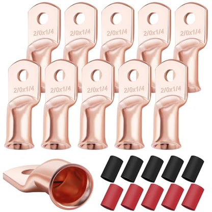 XHF 10PCS 2/0 AWG-1/4 Heavy Duty Battery Cable Lugs Shrink Tubing(UL) - size: 2/0 AWG - 1/4" (M6)